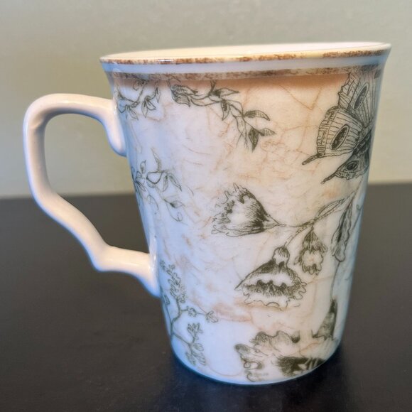 222 Fifth FLORAL TOILE  ~ Kathryn White / Art in Motion / Tapered Porcelain Cup - Picture 3 of 14